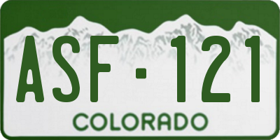 CO license plate ASF121