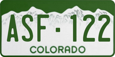 CO license plate ASF122