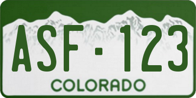 CO license plate ASF123