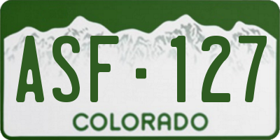 CO license plate ASF127