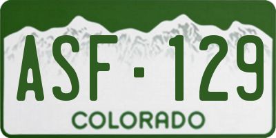 CO license plate ASF129