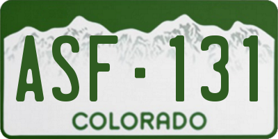 CO license plate ASF131