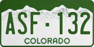 CO license plate ASF132