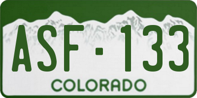 CO license plate ASF133