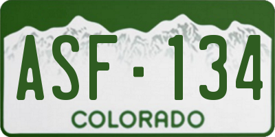 CO license plate ASF134