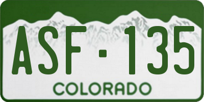 CO license plate ASF135