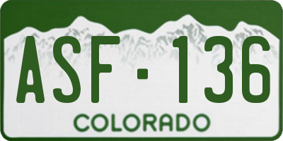 CO license plate ASF136
