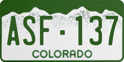 CO license plate ASF137
