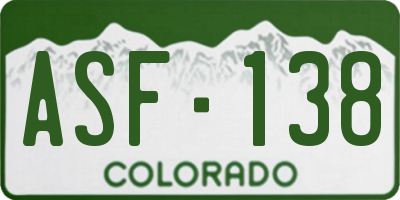 CO license plate ASF138