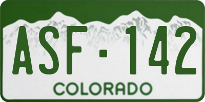CO license plate ASF142