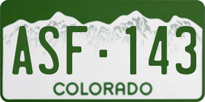 CO license plate ASF143