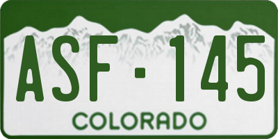 CO license plate ASF145