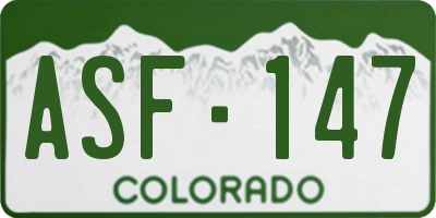 CO license plate ASF147