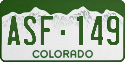 CO license plate ASF149