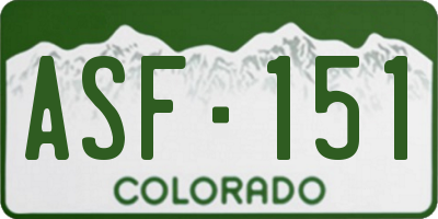 CO license plate ASF151