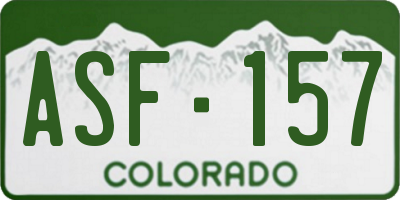 CO license plate ASF157