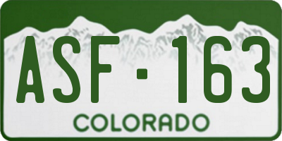 CO license plate ASF163