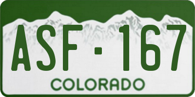 CO license plate ASF167