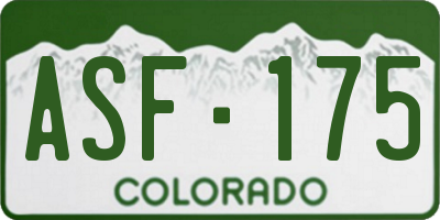 CO license plate ASF175