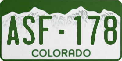CO license plate ASF178