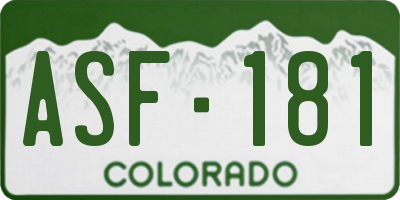 CO license plate ASF181
