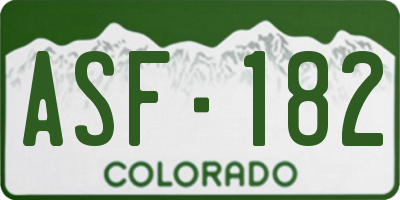 CO license plate ASF182
