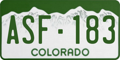 CO license plate ASF183