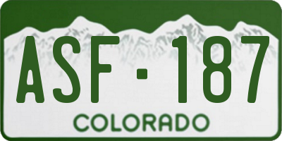 CO license plate ASF187