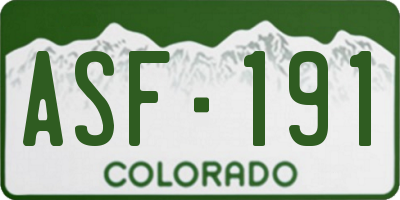 CO license plate ASF191