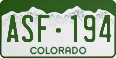 CO license plate ASF194
