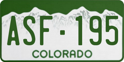 CO license plate ASF195