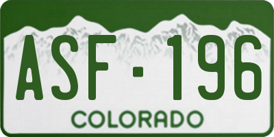 CO license plate ASF196