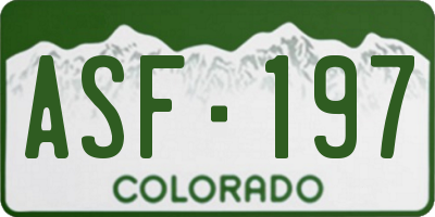 CO license plate ASF197