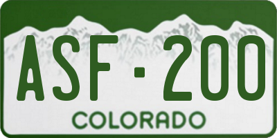 CO license plate ASF200