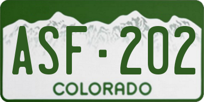 CO license plate ASF202