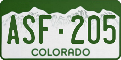CO license plate ASF205