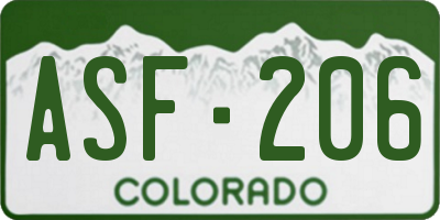 CO license plate ASF206