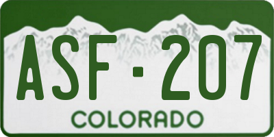CO license plate ASF207