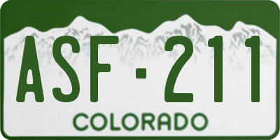 CO license plate ASF211
