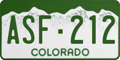 CO license plate ASF212