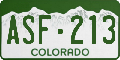 CO license plate ASF213