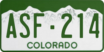 CO license plate ASF214