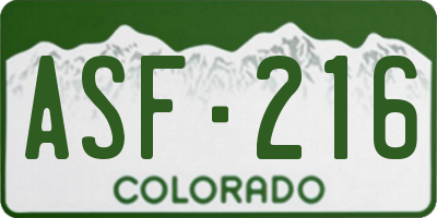CO license plate ASF216