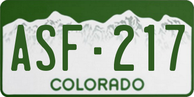CO license plate ASF217