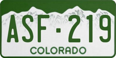 CO license plate ASF219
