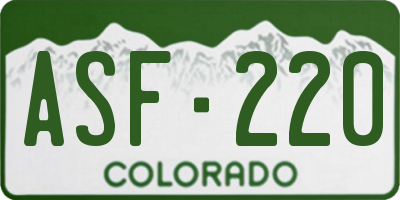 CO license plate ASF220