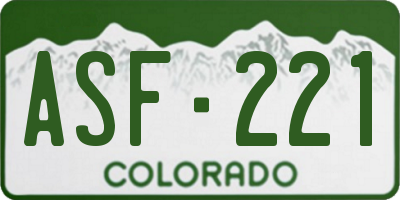 CO license plate ASF221