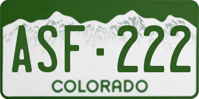 CO license plate ASF222
