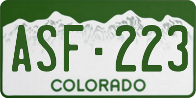 CO license plate ASF223