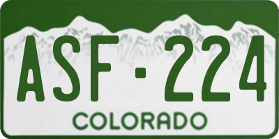 CO license plate ASF224